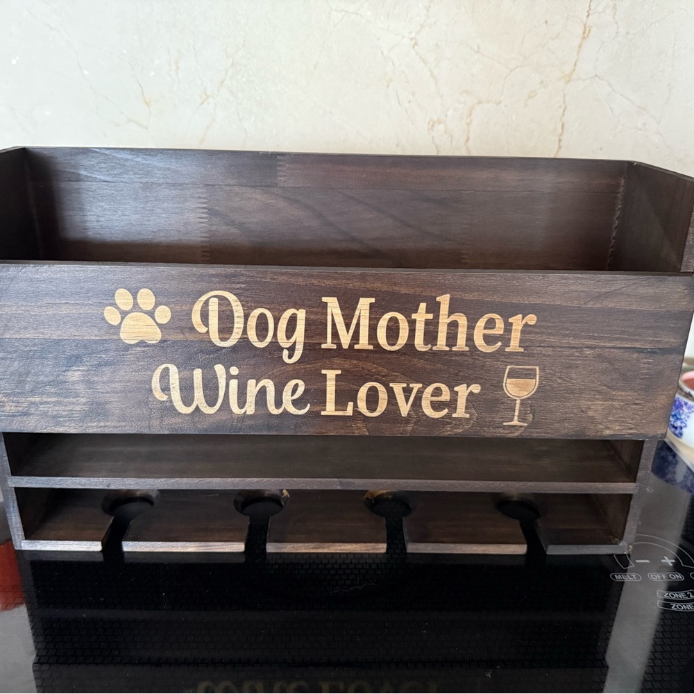 Dog Mother Wine Lover Wooden Rack